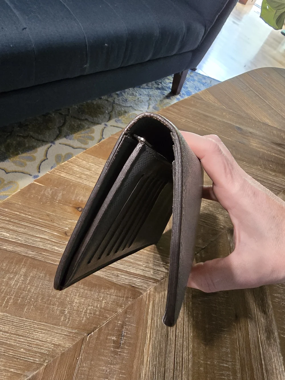 Authentic Louis Vuitton Taiga Brazza Long Wallet Gray Bifold